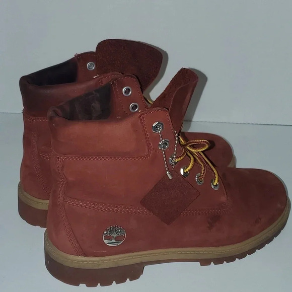 Rust/ Burgundy Timberland Boots Men's 6.5/Women's 9 - Picture 5 of 13